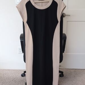 MaxMara Black and Cream Midi Dress